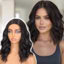 AISI HAIR 14 Inch Auburn Wigs for Women - Shoulder Length Wave Wig with Pre-Cut Lace Hairline, Middle Part Natural Wavy Bob Synthetic Heat Resistant Fiber for Daily and Party