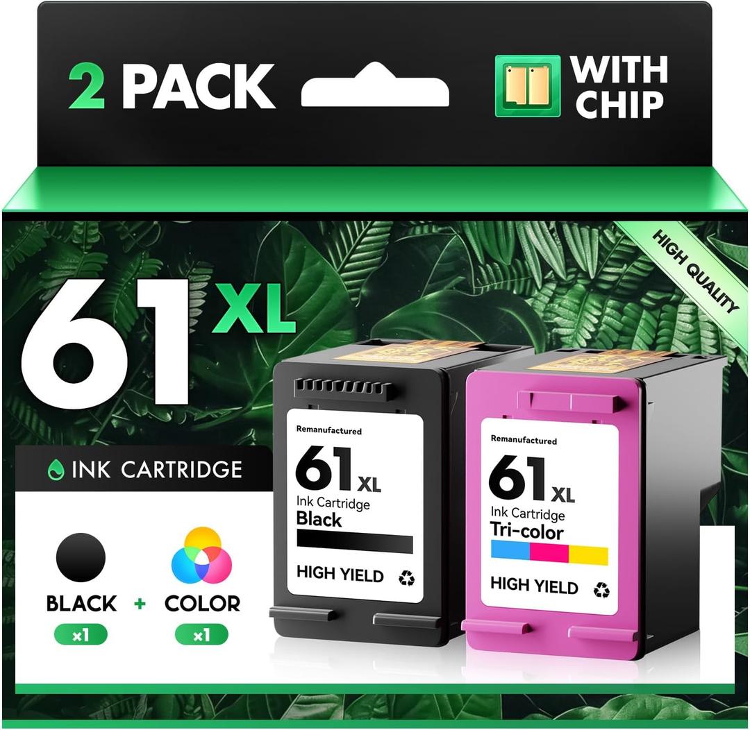 61XL Ink Cartridge Black Color Combo Pack Replacement for HP Ink 61 HP61XL ENVY 4500 5530 4501 4502 OfficeJet 2620 4630 4635 4632 DeskJet 1000 1010 1050 1510 2050 2510 2540 3000 3050 3510 2542 Printer