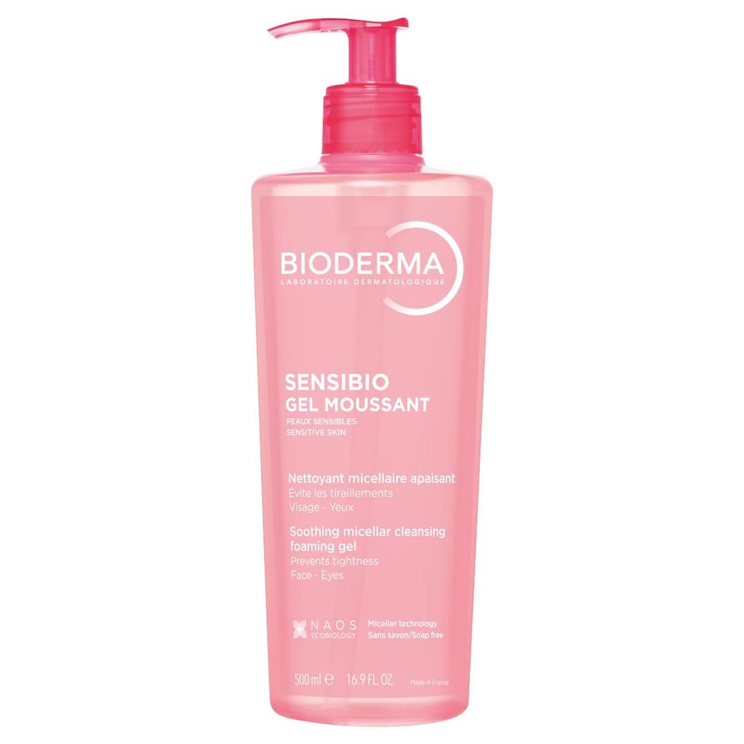 Bioderma Sensibio Foaming Gel Gentle Face Cleanser, Cleansing and Makeup Removing Refreshing Feeling for Sensitive Skin, Unscented, 16.9 Fl Oz