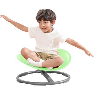 BABAMU Autism Kids Swivel Chair, Sit and Spin Chair for Kids, ADHD Sensory Integration Therapy, Training Body Coordination, Wobble Disk for Toddlers, Improve Focus, Metal Base Non Slip SaferGreen