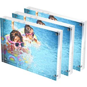 DreamShore 8x10 Acrylic Magnetic Picture Frame, 3 Pack Clear Frameless Rectangle Photo Frame for Desktop Display