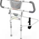 Foldable Bed Rails for Elderly Adults Safety - Bed Side Assist Rail for Seniors with Extendable Guard Rails & Storage Bag, Adjustable Height Bedrails for Queen King Full Size Bed (White)