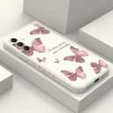 LEECG for Samsung Galaxy A55 5G Case Creative Design Flower Pattern A55 5G Case Slim Soft Silicone Protective Samsung A55 5G Phone Cover 6.6 inch-Butterfly White