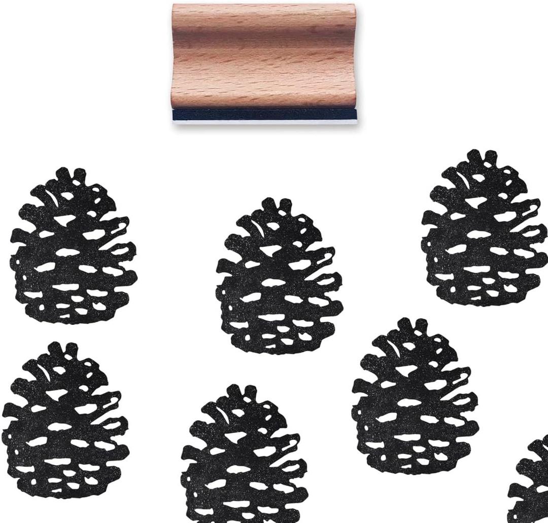 Pinecone Rubber Stamp, 1-1/3 Medium Pine Cones Stamp for Scrapbooking Card Making Crafting