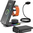 Wireless Charger for Samsung, 3 in 1 Wireless Charging Station for Samsung Galaxy S25 Ultra/Z Fold7/Flip7/S24, Foldable Charger for Samsung Galaxy Watch 8/Ultra/7/6/5, Buds (Black)