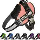 JSXD Dog Harness,No-Pull Service Dog Harness with Handle Adjustable Outdoor Pet Dog Vest 3M Reflective Nylon Material Vest for Breeds,Easy Control for Small Medium Large Dogs (Pink)
