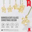 Red Co. 1.8" Decorative Mini Golden Glass Star Hanging Christmas Tree Ornaments, Holiday Season Dcor, Set of 6