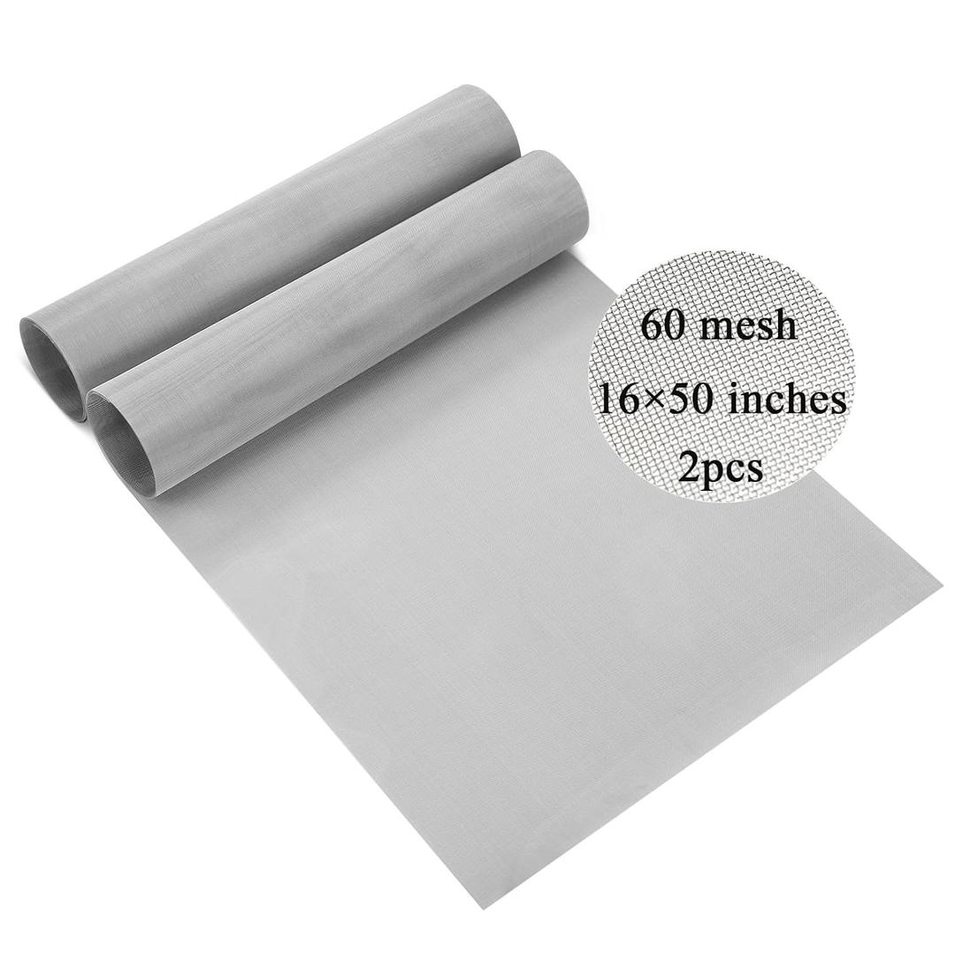 ovsor 2Pcs 60 Mesh Stainless Steel Mesh1650 inches (40.6127cm), Woven Wire Mesh Not Easy to Rust Mesh Roll, Steel Screen for DIY Project, Floor, Hole, Garden, Vent Cover