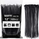 Zip Ties 12 inch, Black Zip Ties 100 pack, 40lb, Cable Ties, Self-locking Wire ties for indoor and outdoor use, by Tantti