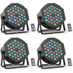 36LED Stage Lights RGB Par Light DMX Lighting Stage Uplights for Events Music Dances Shows Party Wedding Church School Christmas Club (4 Packs)