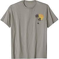 Cool Summer Vacation Men Women Sunset Beach Palm Tree T-Shirt, (Blue, M)