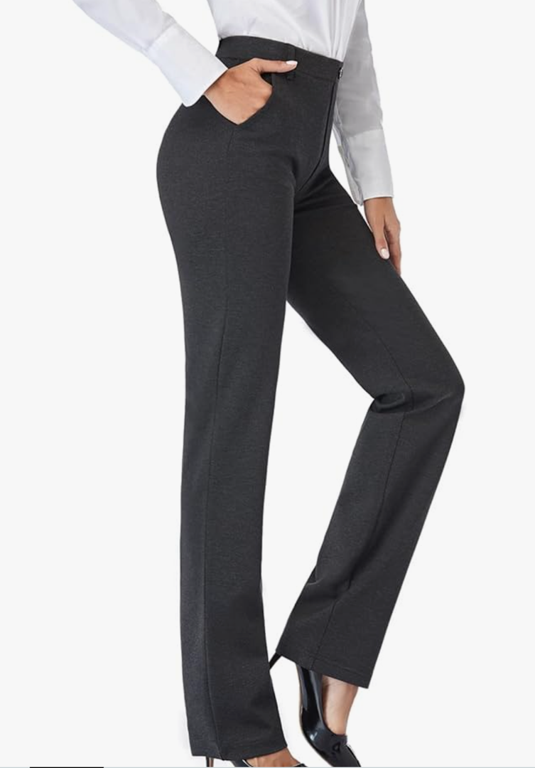 Tapata Women's 34'' Stretchy Straight Dress Pants with Pockets Tall, Petite, Regular for Office Work Business
