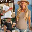 3 Pack Womens Maternity Shirts Summer Short Sleeve Ribbed Pregnancy Clothes Trimesters or Postpartum Cotton Tees (S)