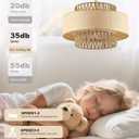 Boho Fandelier Ceiling Fans with Light andRemote Gold Enclosed Caged Ceiling Fan with LightRattan Chandelier Fan for Bedroom, Living Room,Kitchen (6 Speeds Bladeless Cellng Fan), 20inch