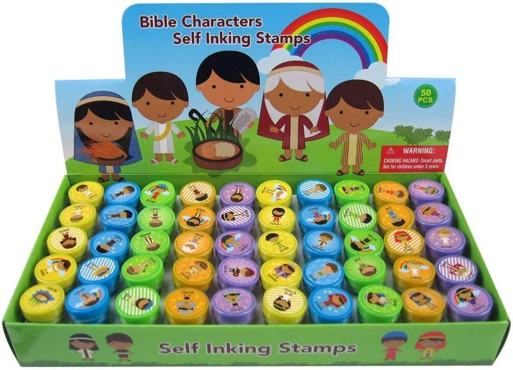 TINYMILLS 50 Pcs Bible Characters Religious Assorted Stampers for Kids
