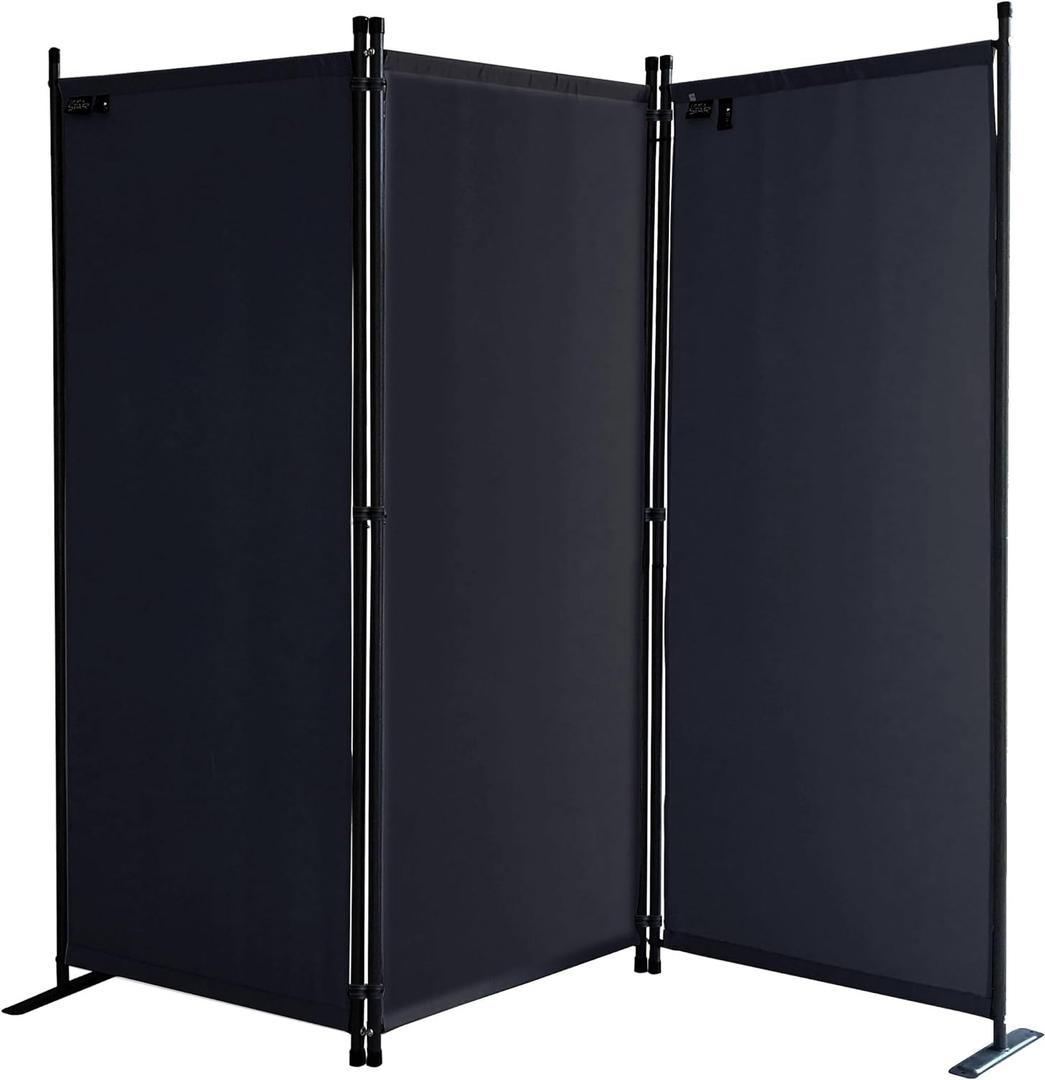 Room Divider 67" W x 65" H Black | 3-Panel Folding Privacy Screen | Portable Room Partition | Garden Separation Paravent | Water Repellent Indoor & Outdoor Freestanding Wall