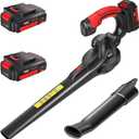MZK Cordless Leaf Blower,20V Battery Powered Electric Blower for Lawn Care, Electric Lightweight Leaf Blower for Blowing Leaves, Patio Cleaning and Dust(2 * 2Ah Battery & Charger Included), Wine Red