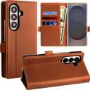 Leather Wallet Case for Samsung Galaxy Z Fold 7 with RFID Blocking Card Holder for Business Men Women Brown, Retro Waxed Leather Shockproof Folio Wallet Case Protective Phone Cover for Z Fold7