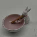 Mud Pie Bunny Candy Dish Set Serving & Salad, bowl 4" x 5" | spoon 3 1/2", Pink