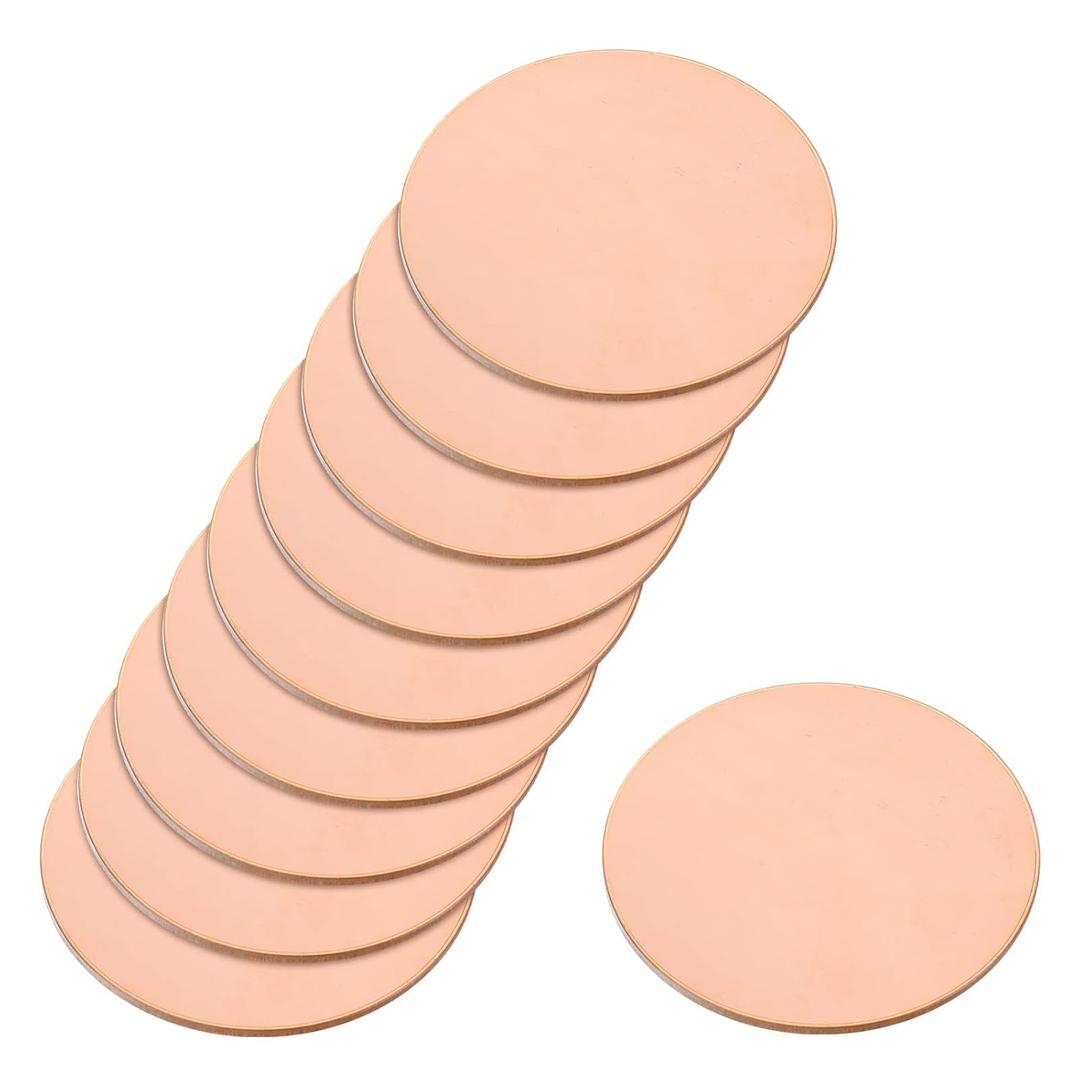 uxcell Pure Copper Sheet, 10pcs 2" x 0.02" 24 Gauge T2 Copper Metal Round Plate for Crafts, Electrical Repairs