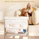 3 in 1 Baby Bassinet with Wheels, Bedside Bassinet Sleeper for Newborn, Portable Baby Crib with 7 Adjustable Height & Large Storage Basket & Full-Mesh, Easy Folding Baby Bed for Infant (Beige), Twin