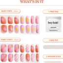 Heyhae Semi Cured Gel Nail Strips | No LED Lamp Needed | Ombre, Pink, Spring | Easy Apply & Remove, Salon Quality | Includes 28 Strips, 1 Prep Pads, Nail File & Wooden Stick - Hey, You're Enchanting