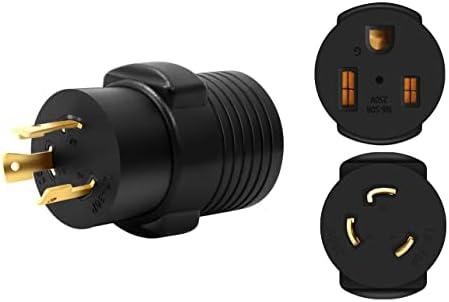 ONETAK NEMA L6-30P to 6-50R Compact 240V 30 Amp Twist Lock 3 Prong Male Plug to 50 Amp 3 Prong Female Receptacle Generator RV Power Cord Adapter Connector