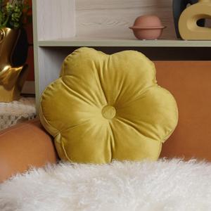 ARTMAGIC Flower Shaped Velvet Decorative Throw Pillow Cushion Ultra Soft Cute Floor Pillow for Couch Bed Sofa (Chartreuse)