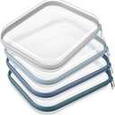 Hoolerry 4 Pcs Hard Clear Zipper Case Makeup Bags Plastic Pencil Pouch Transparent Storage Box Containers for Cosmetics, Snacks, Building Blocks, Puzzles(Morandi,9.8 x 7.9 x 2 in)