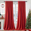 MIULEE Christmas Red Back Tab Blackout Curtains 108 Inch Long 2 Panels Set for Living Room Bedroom, Rod Pocket/Pinch Pleat Extra Long Thermal Insulated Room Darkening Pleated Light Blocking Drapes