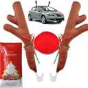 Car Reindeer Antlers & Nose Christmas Costume Auto Decoration, Rudolph Reindeer Jingle Bell Added to Holiday Spirit by Angooni (15.5 inch)