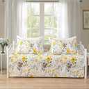 Hailea Twin Daybed Cover Floral Daybed Bedding 3 Piece Reversible Day Bed Cover Double Sided Quilting Bedding Flower Cover Set All Season for Twin Bed with 2 Standard Shams,39"x75" (Banana Yellow)