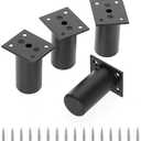 Sumnacon 2 PCS Aluminium Alloy Furniture Legs - Round Adjustable Sofa Legs Furniture Cabinet Legs,3 Inch Funiture Feet for Cabinet Desk Table Chair Sofa Bed, Black