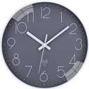 Atomic Wall Clock Silent Battery Operated Round Modern 12 Inch Wall Clock Non Ticking Easy to Read Gray Decor Analog Clock for Bedroom, Living Room, Kitchen, Office, School, Classroom,Home