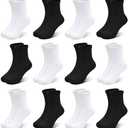 SPTRAMLE Kids Socks 12 Pairs Crew Socks for Toddler Boys Girls 10-14 Years Athletic Mid Cut Socks Multipack Black White