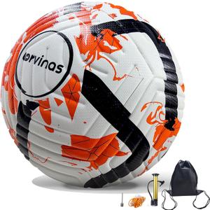 Soccer Ball Size 5 with Pump, Waterproof PU Leather - Professional Training & Official Match Ball, Includes Inflation Needle & Net Storage Bag for Outdoor & Indoor Games (Polka dot red)