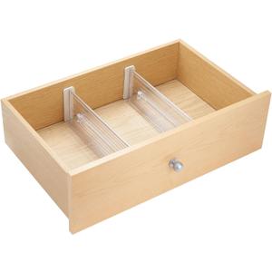 iDesign Plastic Adjustable Deep Drawer Divider, Kitchen, Dresser, Desk, Bathroom and More, The Linus Collection Set of 2, Expandable 13.25 20.75, Clear