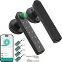 Fingerprint Door knob, Fingerprint Door Lock with Code,Keyfob Card,Bluetooth,Key,Biometric Smart Lock for Home Bedroom Apartment (Black(With App))