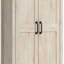 Sauder 2-Door Storage Cabinet, Tall Wooden Organizer, in a Chalk Oak Finish