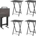 Folding TV Tray Table with Stand, Set of 4 Small Table, TV Dinner Table, Snack Tray Table Set, Portable Foldable Desk, Sofa Side Table, TV Tray Table for Couch, Living Room, Small Space, 25.79" H x 18.9" W x 14.17" D