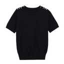 Women's Basic Solid Color Round Neck Pullover Knit Short Sleeve Sweater, M