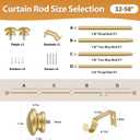 TONIAL Curtain Rod 32 to 58 Inch, Telescoping Splicing 3/4 Drapery Rods for Windows Decorative Single Rod with Small Cap End, Antique Gold