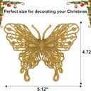 2 x 15 PCS Glitter Butterfly Christmas Tree Ornaments, Hollow-Out Butterfly Christmas Decoration with Clips, Craft Xmas Ornaments, Christmas Tree, Wreath, Garland, Office, Home Decorations, Gold