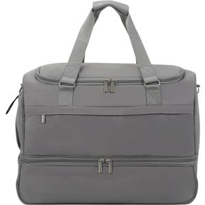 Carry On Travel Duffel Bag for Women & Men,Overnight Weekender Bag with Shoe Compartment,Trolley Sleeve and Adjustable Shoulder Strap,Business & Weekend Travel,Gym,Sports,Yoga & Dance(Medium Gray)