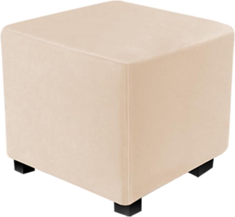 DUJUIKE Ottoman Covers Slipcover Square Ottoman Covers Protector for Footrest Foot Stool Furniture Stretch Comfortable Velvet with Elastic Bottom(Size S/Length&Width:13-18"/Height:15-18",Camel)