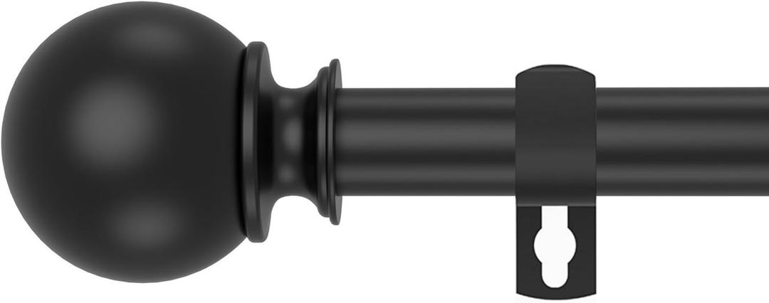 Curtain Pole, 70-110 cm, Black Curtain Rod with Brackets, Stainless Steel Fittings Set, 16 mm Diameter Curtain Rod, Adjustable Decorative for Bedroom