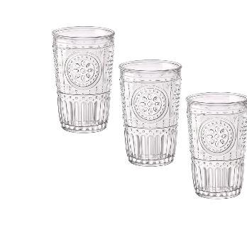 Bormioli Rocco Romantic Water Glass [Set Of 3] | 10.25 oz Premium Glass Set For Refreshments, Soda & Beverages | Italian Quality Glassware, Perfect For Dinner Parties, Bars & Restaurants (11.5 Ounces, Clear)