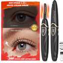 2-IN-1 Heated Eyelash Curler for Women Natural Golden Curling 24 HoursHeated Lash CurlerHeats Up in 10 SStyle InstantlyHeated Lash Curler with Display-USB Rechargeable-for Office, Travel, Event