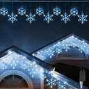 Christmas Snowflake Lights 10-Drop, 9ft 150 LED Twinkling Icicle Style, Waterproof Connectable Hanging for Xmas Indoor Outdoor Porch Eaves Window Curtain Decoration (Blue with White)