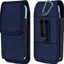 ACCKUO Phone Holster for Belt with Metal Clip and Magnetic Closure Compatible with iPhone 17/16/15/14/13/12 Pro and Non-Pro, Galaxy S26 S25 S24 S23 S22 for Everyday Protection, M-Blue